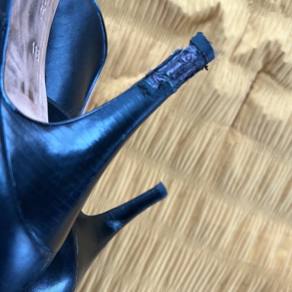 🛍️Cole Haan Nike air footbed black leather/suede strappy heel booties boots 11 - Picture 6 of 8